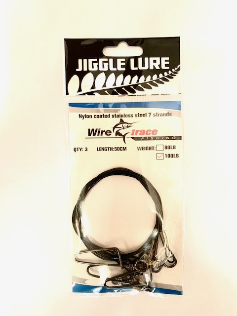 100lb black nylon coated stainless steel wire trace leader with rolling  swivel and coast lock snap