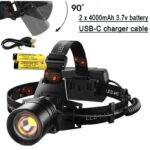 New Alloy rechargeable LED head lamp with 2 rechargeable 4000mAh battery